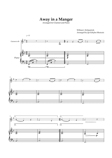 Away in a Manger for Clarinet and Piano (arr. JPS Edições Musicais)