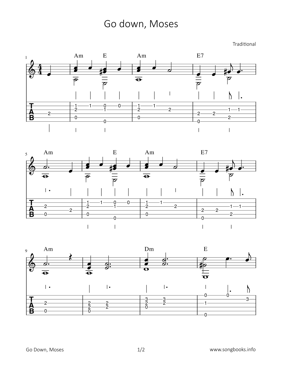 Go down, Moses (arr. Bettina Schipp)
