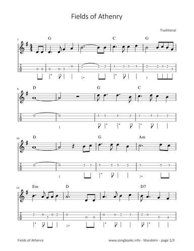 Fields of Athenry (arr. songbooks.info)