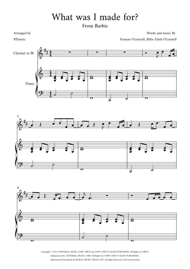 What Was I Made For? (arr. BTmusic)