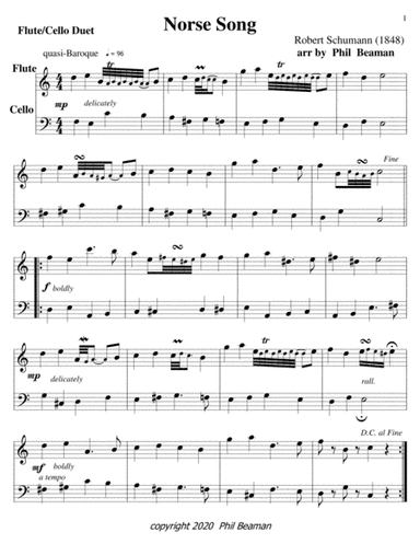 Norse Song-Schumann-flute-cello duet (arr. Phil Beaman)