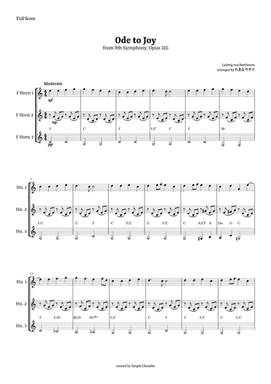 Ode to Joy for Horn in F Trio by Beethoven Opus 125 (arr. れある やすけ)