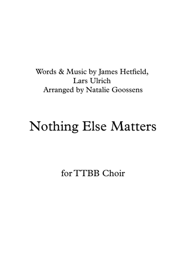 Nothing Else Matters (arr. Natalie Goossens)