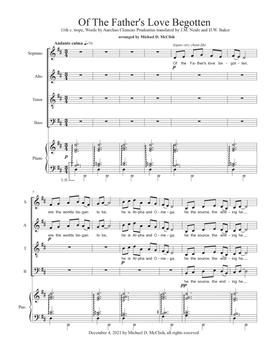 Of The Father's Love Begotten (arr. Michael D. McClish)
