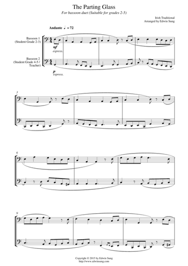 The Parting Glass (for bassoon duet, suitable for grades 2-5) (arr. Edwin Sung)