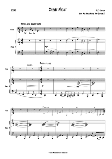 Silent Night (Violin and Piano) (arr. Min Hwan Kim, Amy Soyoon Yi)