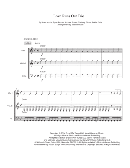 Love Runs Out (arr. Joe Deninzon)