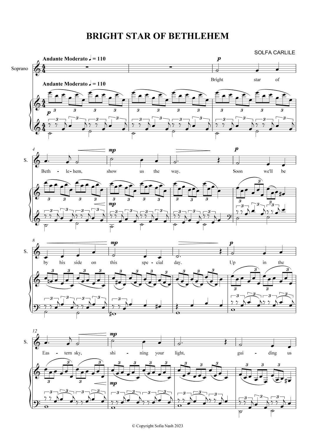 Bright Star of Bethlehem (Soprano and Piano)