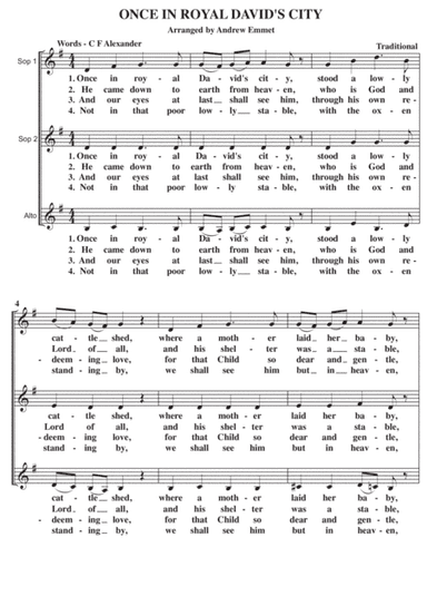 Once In Royal David's City A Cappella SSA (arr. Andrew Emmet)