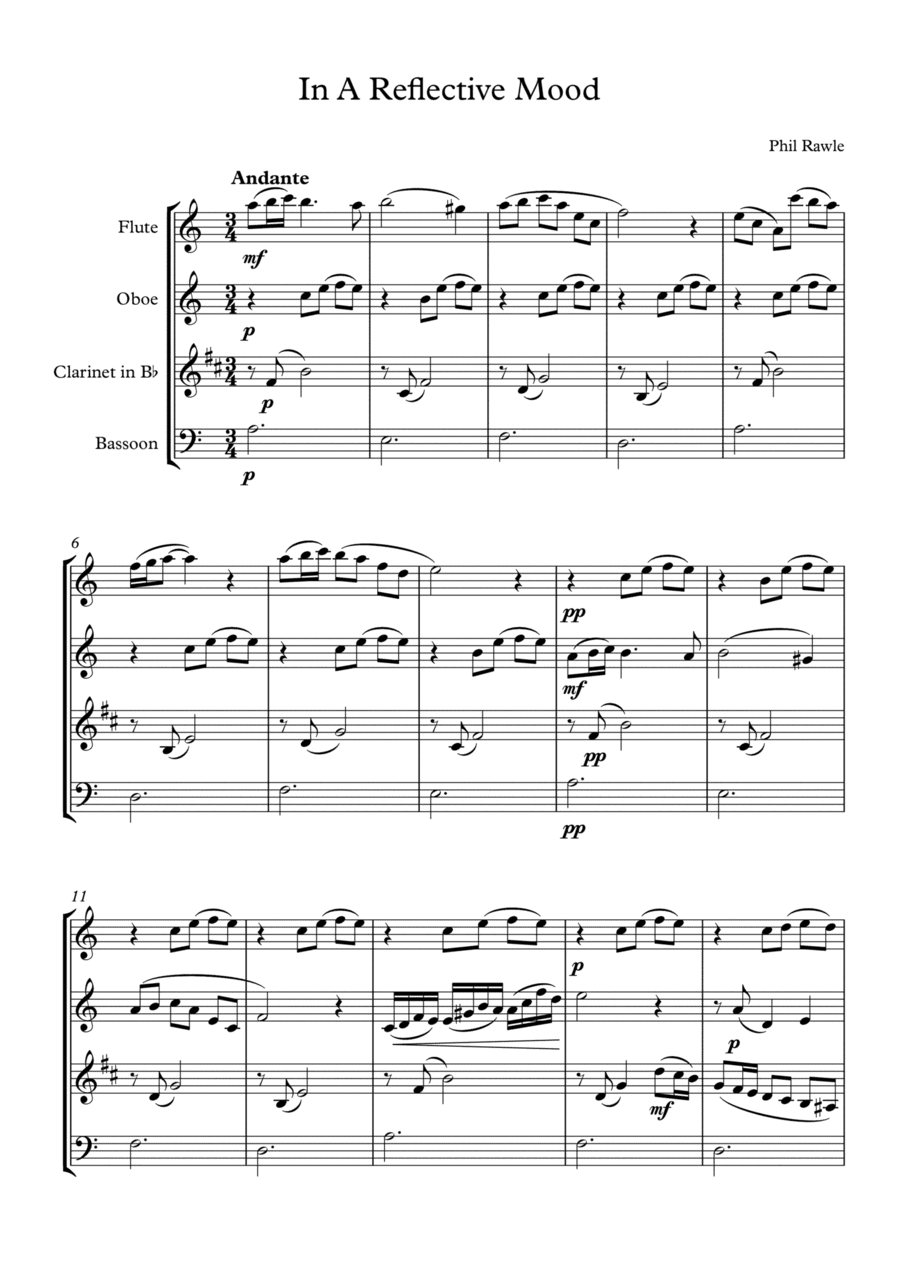In A Reflective Mood - Wind Quartet