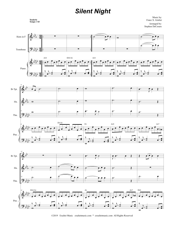 Silent Night (Brass Trio and Piano) (arr. Stephen DeCesare)