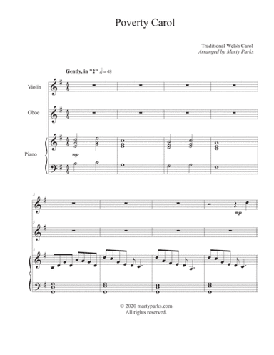 Poverty Carol (Violin-Oboe-Piano)) (arr. Marty Parks)
