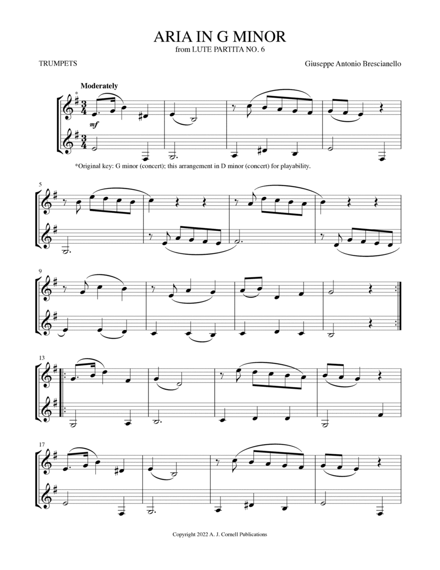 Aria in G Minor (from Lute Partita No. 6) (arr. Mark Phillips)