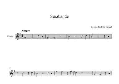 Sarabande - George Frideric Handel (Violin) (arr. Digital Book Music)