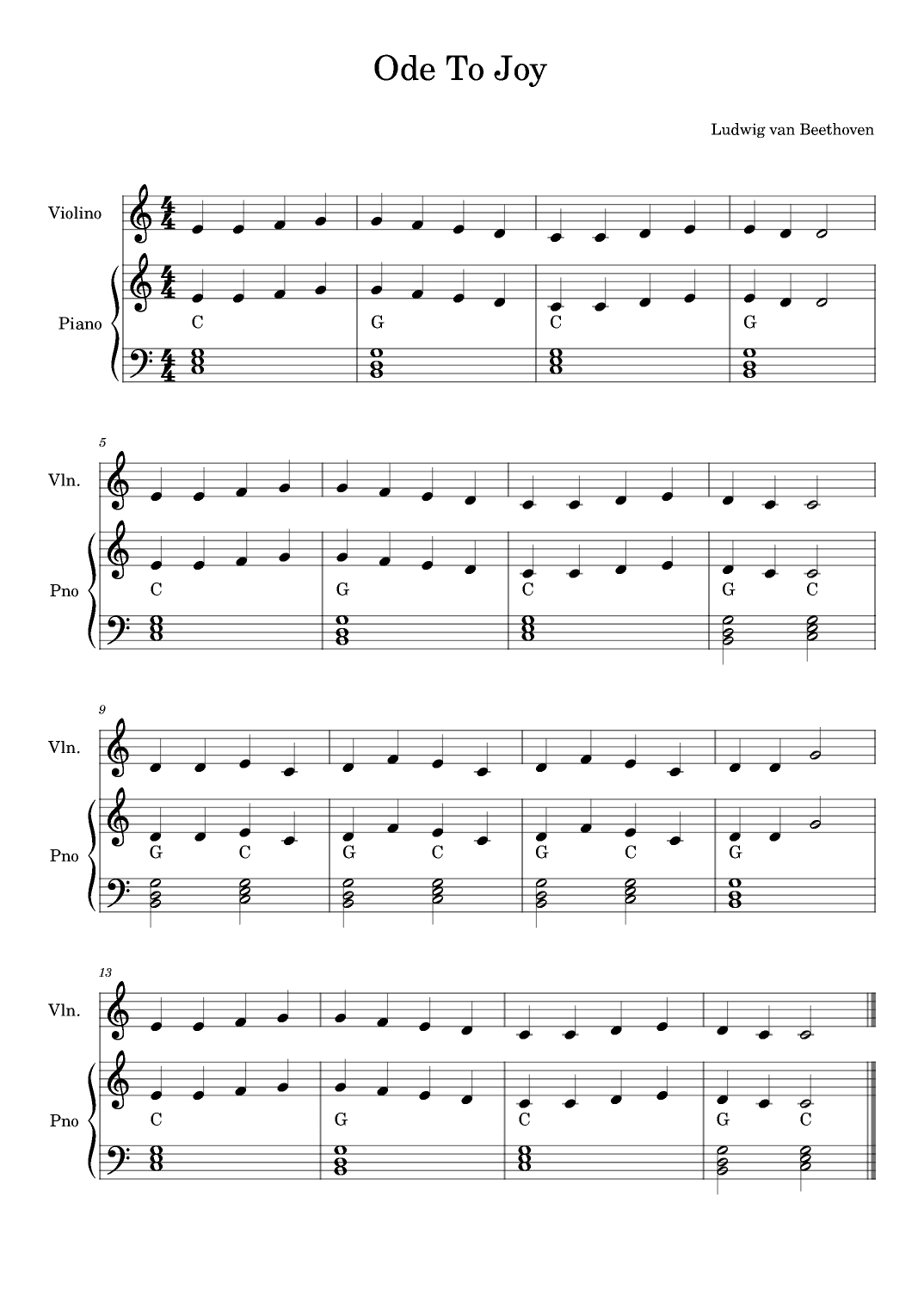 Ode To Joy - Violino e Piano (arr. Neuzélio Mendes)