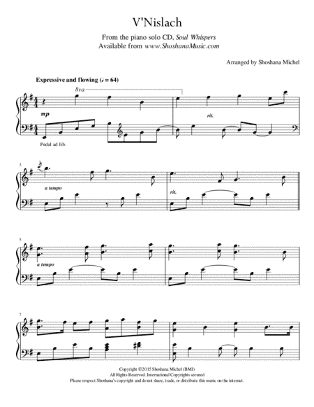 V'Nislach (arr. Shoshana Michel)