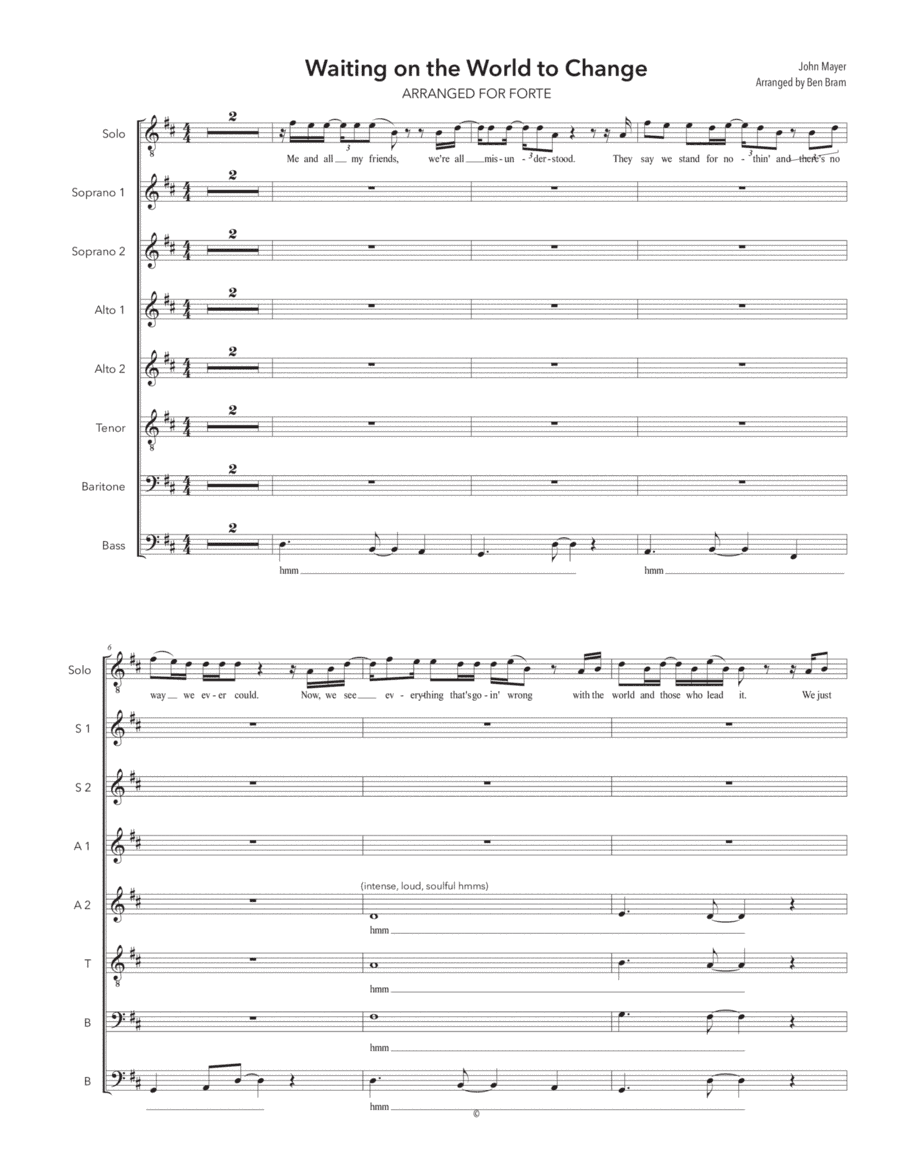 Waiting On The World To Change (arr. Ben Bram)