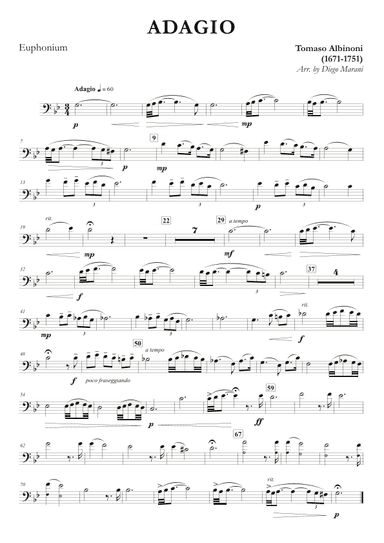 Albinoni's Adagio for Euphonium and Piano (arr. Diego Marani)