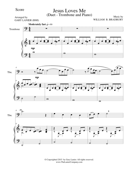 JESUS LOVES ME (Duet – Trombone and Piano/Score and Parts) (arr. Gary Lanier)