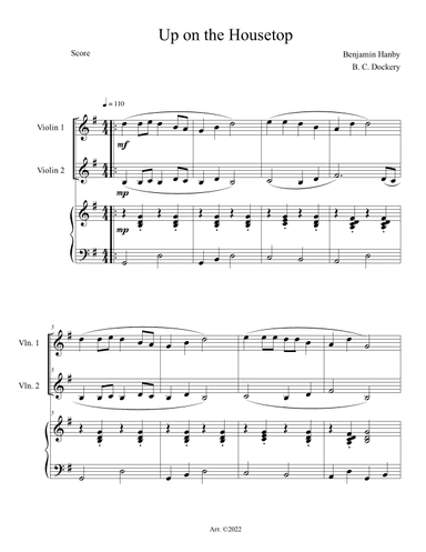 Up on the Housetop (Violin Duet with Piano Accompaniment) (arr. B. C. Dockery)