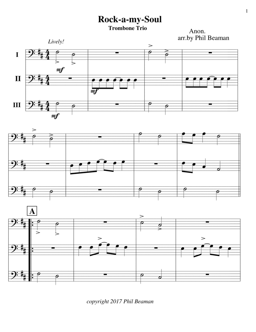 Rock-a-my-Soul - Trombone Trio (arr. Phil Beaman)