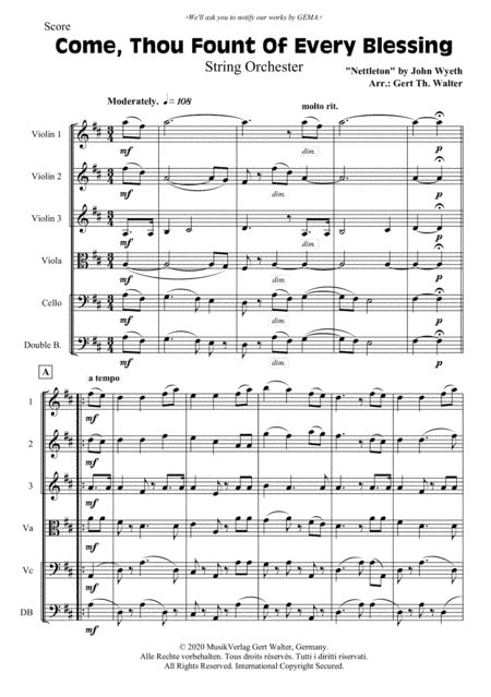 Come, Thou Fount Of Every Blessing (arr. Gert Th. Walter)