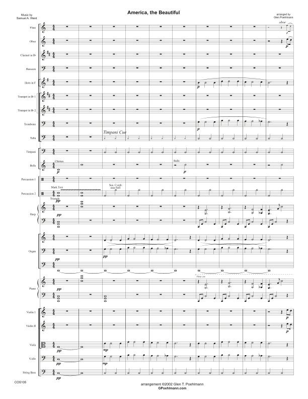 AMERICA, THE BEAUTIFUL - Symphonic Orchestra (arr. Glen Poehlmann)
