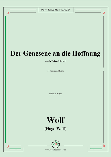 Wolf-Der Genesene an die Hoffnung,in B flat Major (arr. OSM Press)