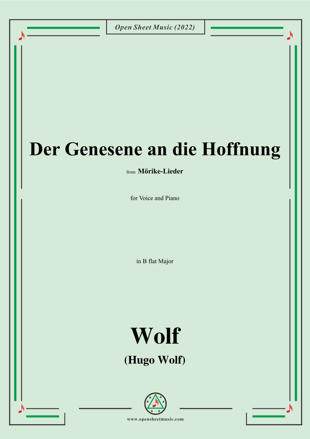 Wolf-Der Genesene an die Hoffnung,in B flat Major (arr. OSM Press)