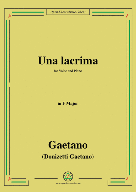 Donizetti-Una lacrima,in F Major,for Voice and Piano (arr. MSM)