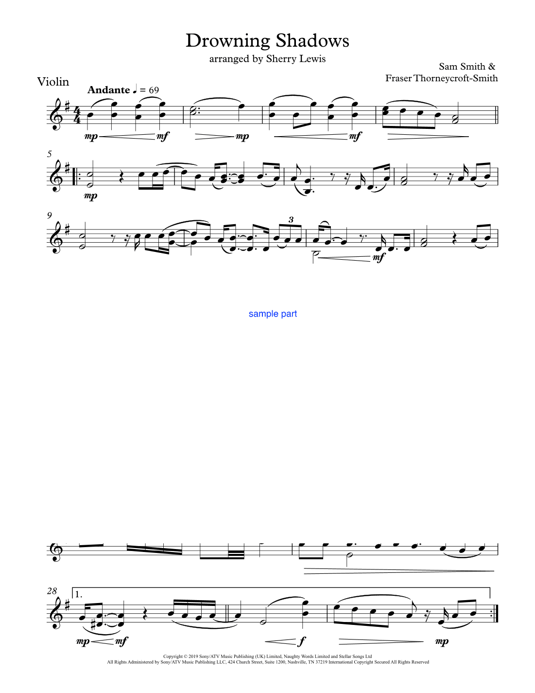 Drowning Shadows (arr. Sherry Lewis)