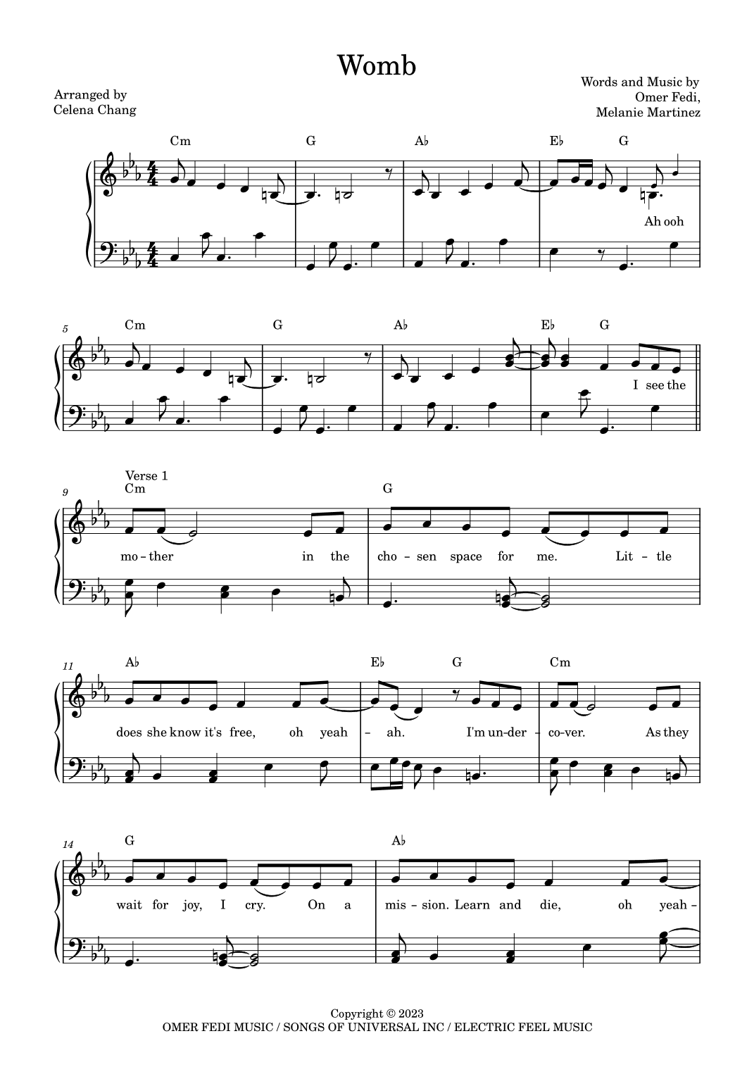 Womb (arr. Celena Chang)