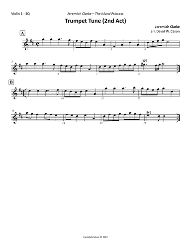 Trumpet Tune from "The Island Princess" (Clarke) STRING QUARTET (arr. David W. Cason)