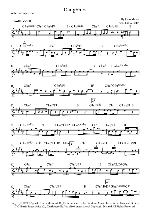 Daughters (arr. Fabio Britto)