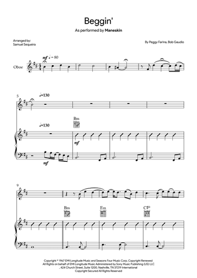 Beggin' (arr. Samuel Sequeira)