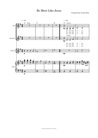 Be More Like Jesus - (Lent/Good Friday) duet violin and piano