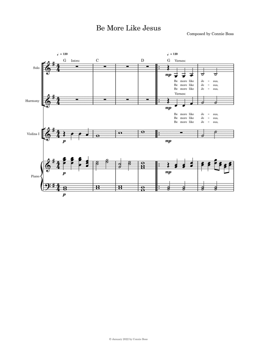 Be More Like Jesus - (Lent/Good Friday) duet violin and piano