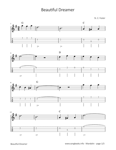 Beautiful Dreamer (arr. songbooks.info)