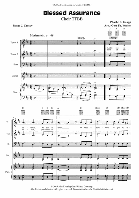 Blessed Assurance (arr. Gert Th. Walter)
