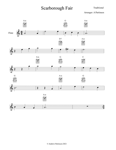 Scarborough Fair for Easy Flute (arr. Andrew Pattinson)