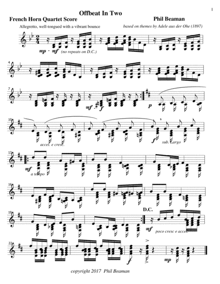 Offbeat in Two - French Horn Quartet