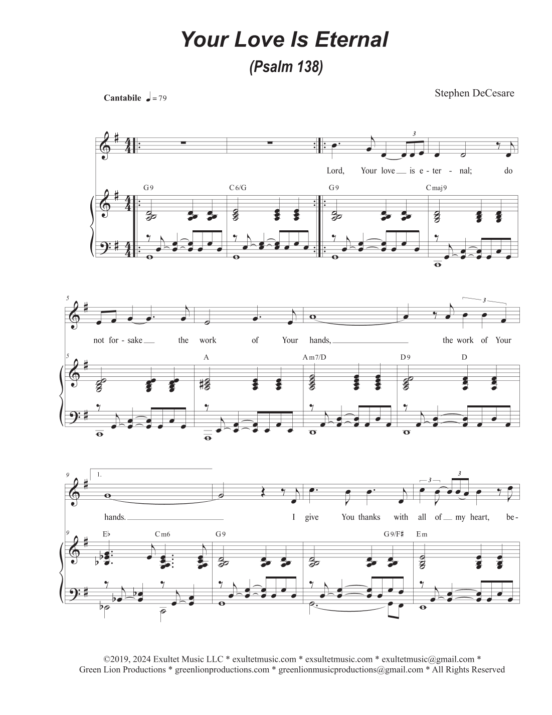 Your Love Is Eternal (Psalm 138) (Vocal solo - High Key)