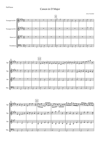 Canon in D Major (Johann Pachelbel) for Brass Quartet (arr. Fabio Britto)