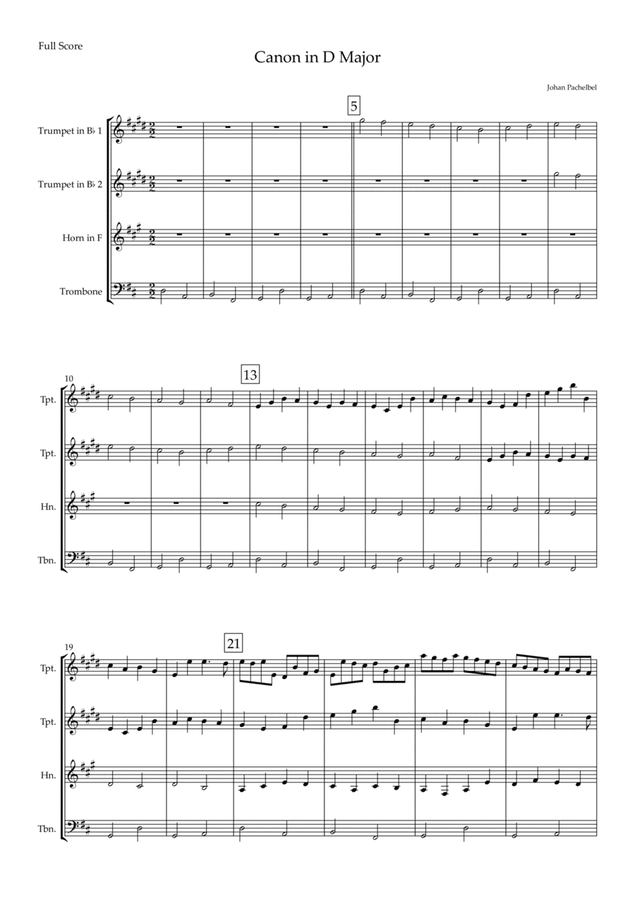 Canon in D Major (Johann Pachelbel) for Brass Quartet (arr. Fabio Britto)