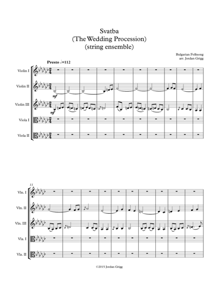 Svatba (The Wedding Procession) (string ensemble) (arr. Jordan Grigg)