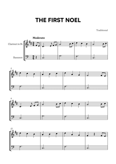 Traditional - The First Noel (for Clarinet and Bassoon) (arr. Cadenza Editions)