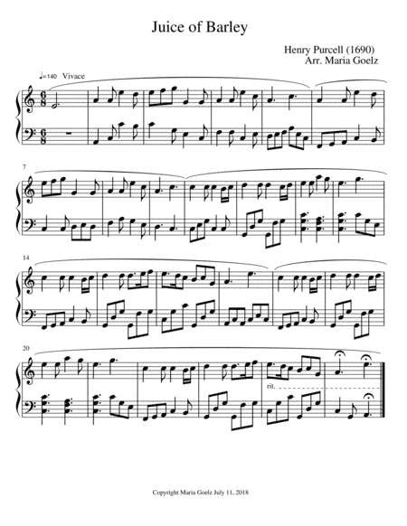 Juice of Barley (arr. Maria Goelz)