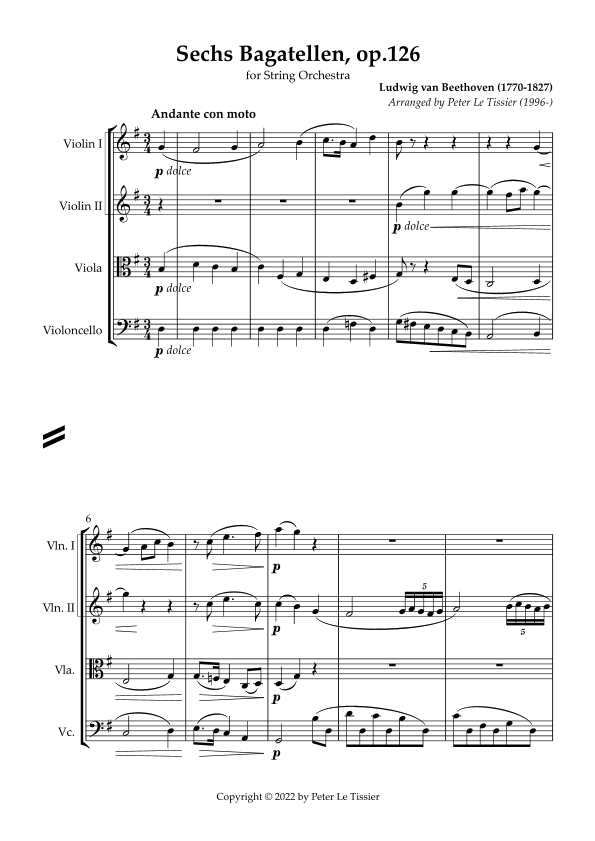 Sechs Bagatellen, op.126 (arr. Peter Le Tissier)