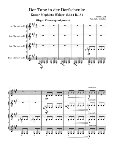 Franz Liszt: Mephisto Walz for 3 Clarinets and Bass Clarinet (arr. Saho Omukai)
