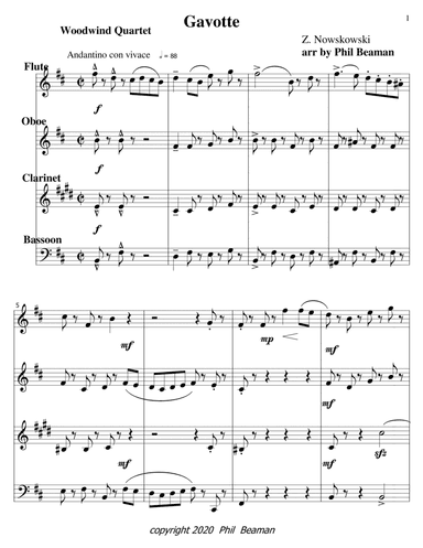 Gavotte-Noskowski-woodwind quartet (arr. Phil Beaman)